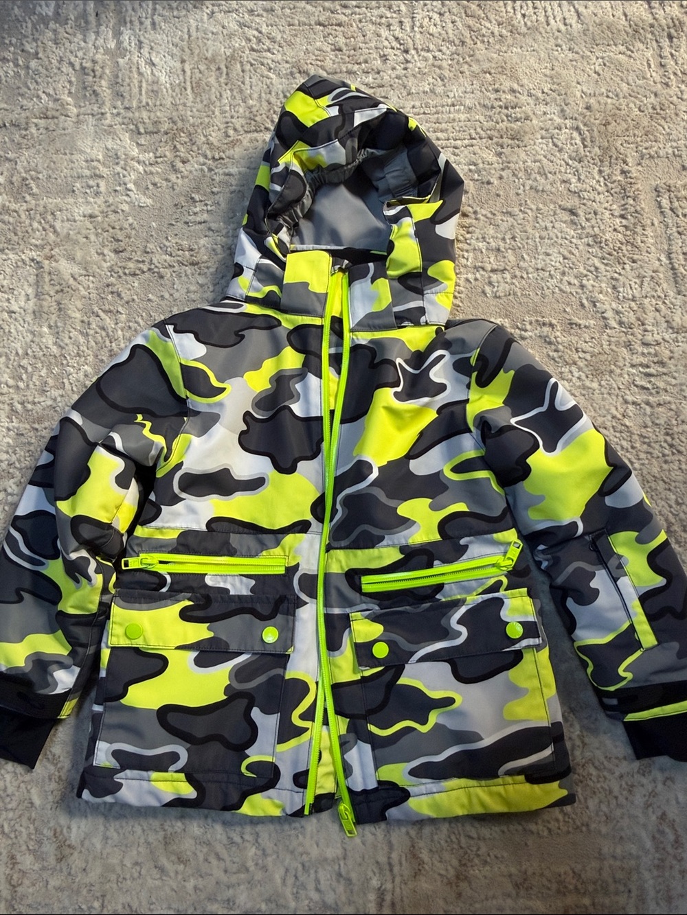 Stella MacCartney Kids ski jacket - Neon Yellow & Gray, size 5